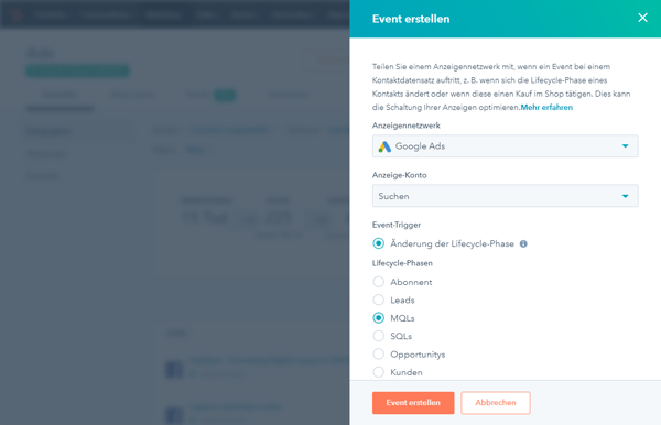 Einrichtung von Google Ads in HubSpot 
