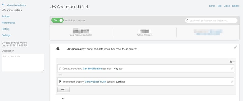 Beispiel eines Workflows für eine E-Mail-Kampagne für verlassene Warenkörbe