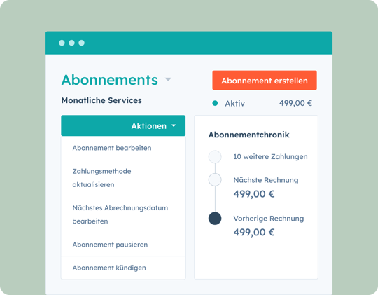 Vereinfachte Benutzeroberfläche, die die Funktion zur Abonnementverwaltung von HubSpot zeigt