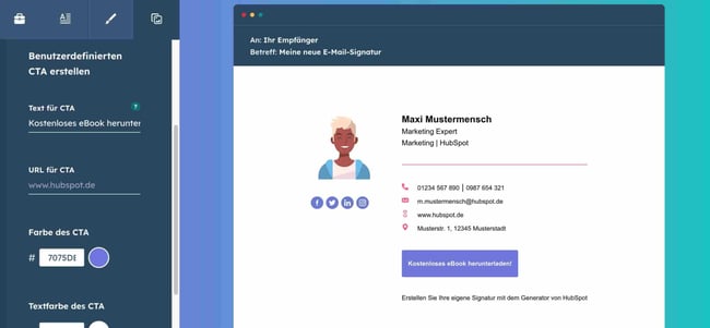 Gmail-Signatur mit Hubspot Signatur Generator CTA