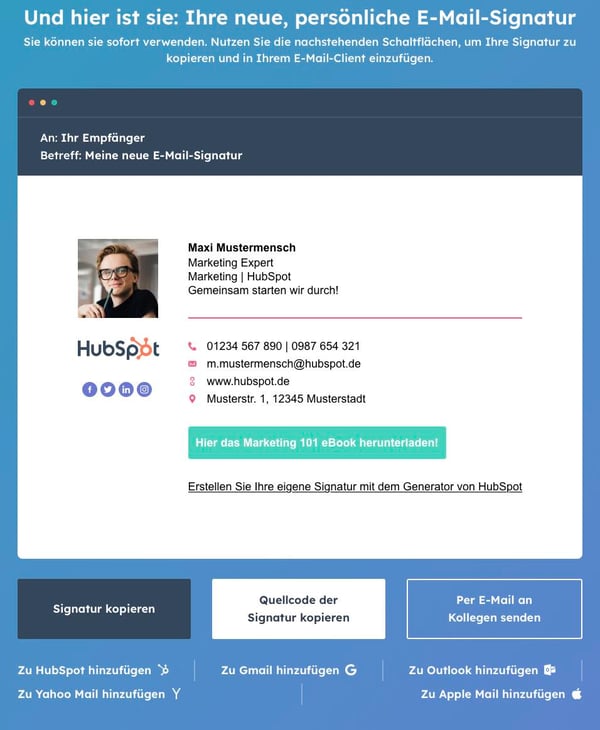 E-Mail-Signatur von HubSpot in E-Mail einfügen