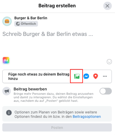 Beitrag auf Facebook erstellen – Bildunterschrift hinzufügen