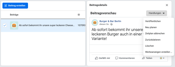 Facebook-Beitrag planen