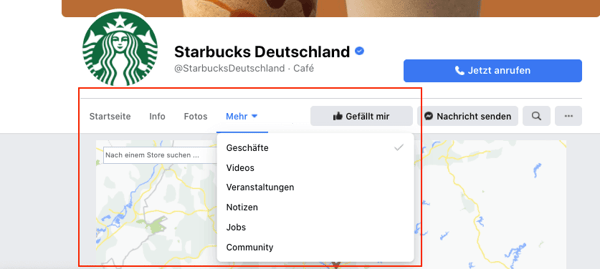 Facebook-Seite Beispiel Starbucks