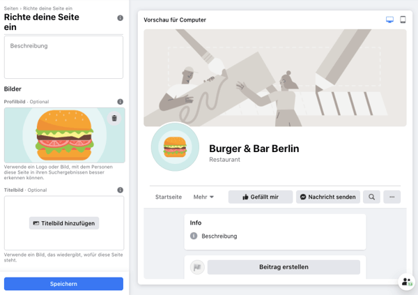Facebook-Seite Profilbild wählen