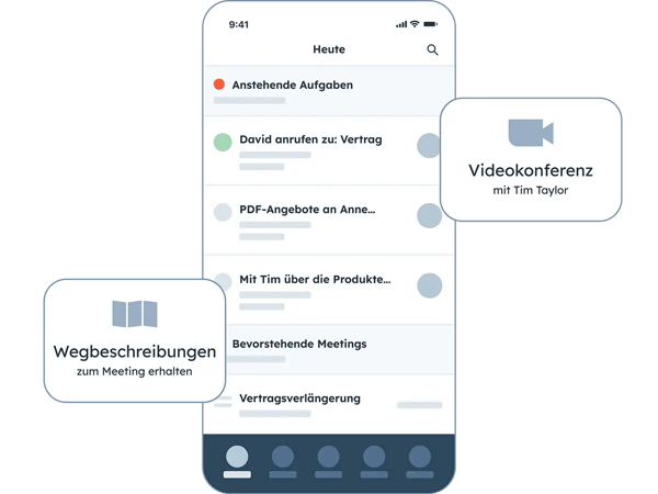 Benutzeroberfläche der Sales-Tracking-Software in der mobilen App
