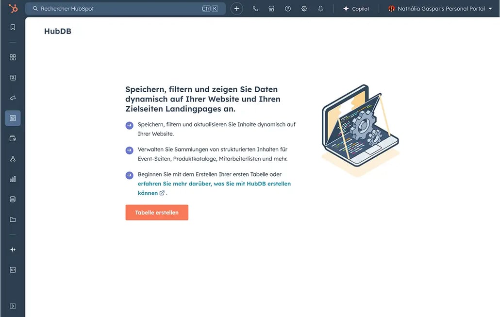 Content Hub-Screenshot der Schnittstelle für dynamische Inhalte