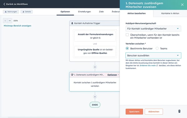 HubSpot Leadmanagement mit automatischer Lead-Zuweisung und Workflow-Übersicht