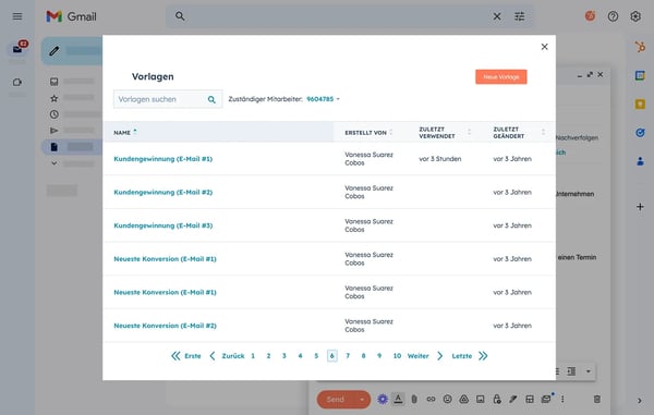 Ansicht der Benutzeroberfläche für E-Mail-Vorlagen von HubSpot mit der Möglichkeit, Personalisierungstoken hinzuzufügen
