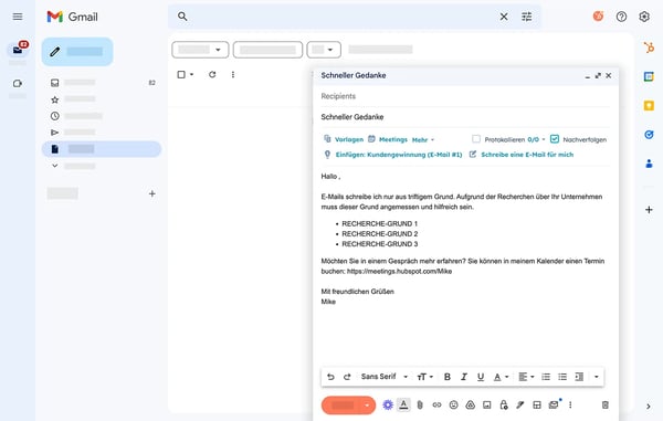 Follow-up-Nachricht in Gmail verfassen mit dem E-Mail-Tracker von HubSpot