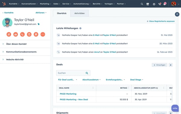 Kundenhistorie in HubSpot