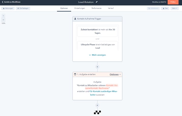 Salesautomatisierungstools von HubSpot mit der Benutzeroberfläche des Workflow-Editors