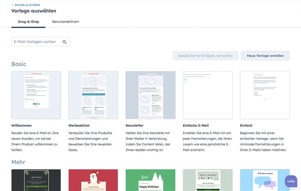 Marktplatz für Newsletter-Vorlagen für die Newsletter-Software von HubSpot