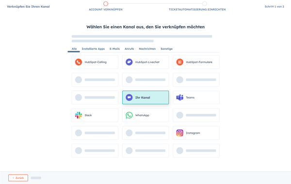 HubSpot Service Hub: Verknuepfung zu benutzerdefinierten Kanaelen