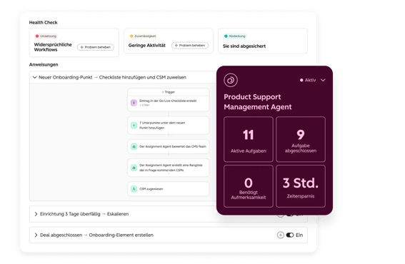 HubSpot Work: Screenshot von Product Support Management Agent