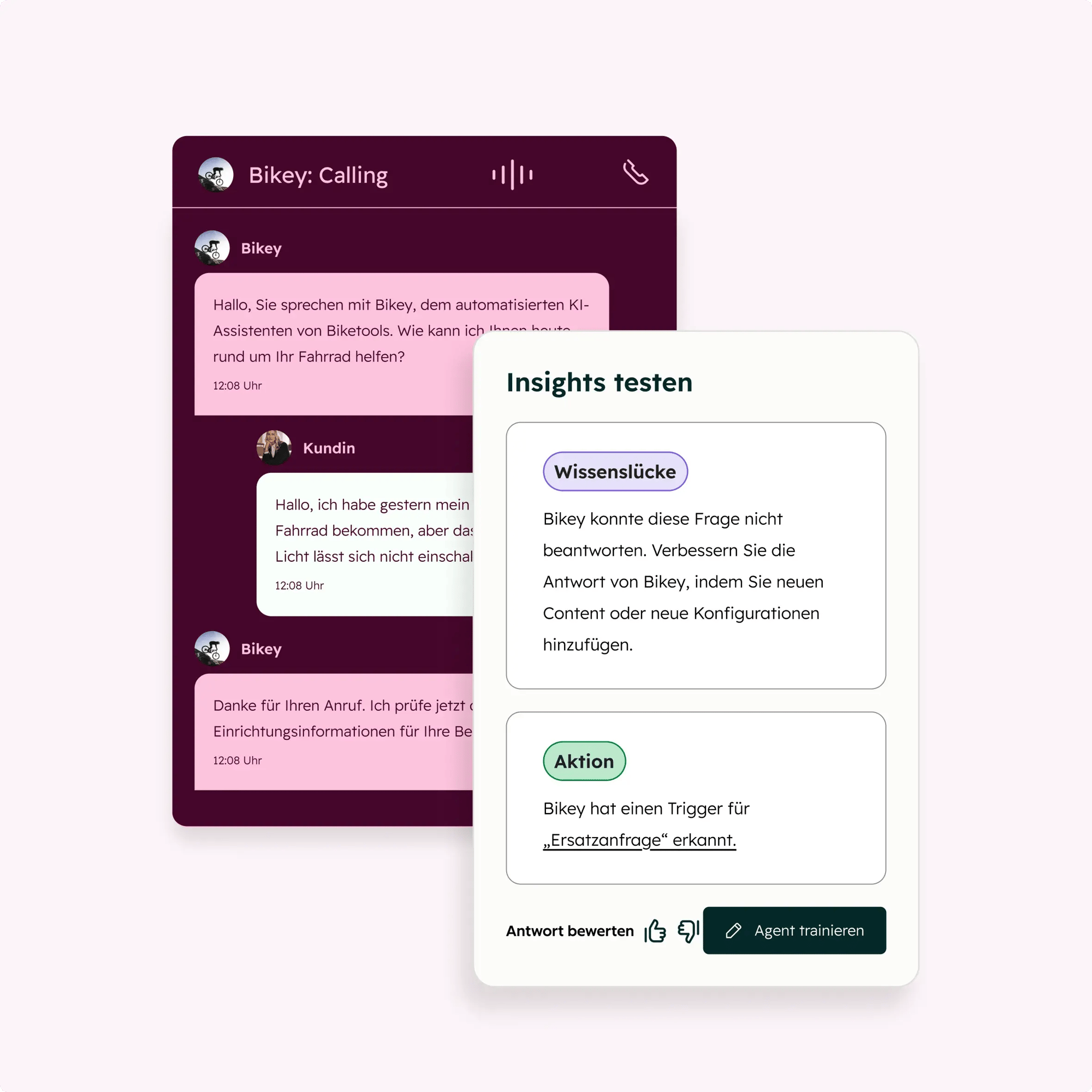 Screenshot der Benutzeroberfläche des Data Agent mit Signal-Tracking