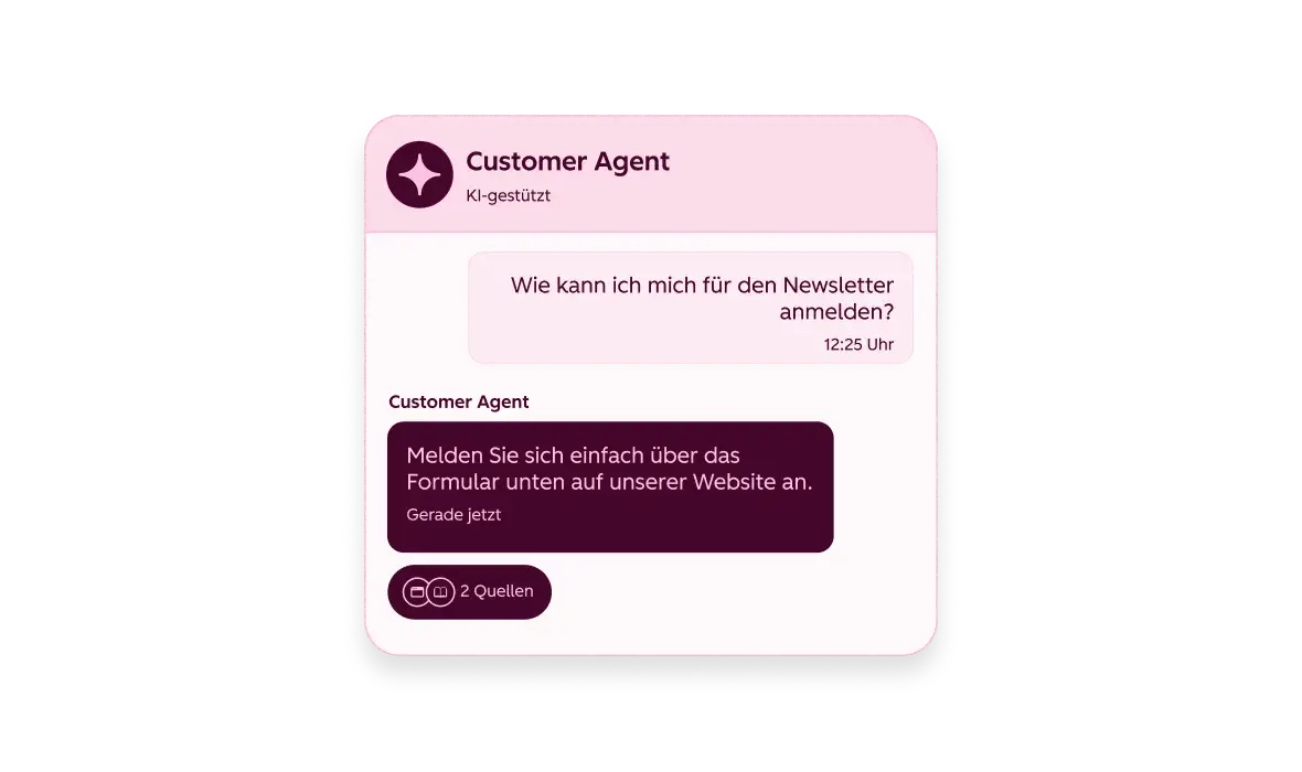 Benutzeroberfläche des Customer Agent mit Chat-Konversation