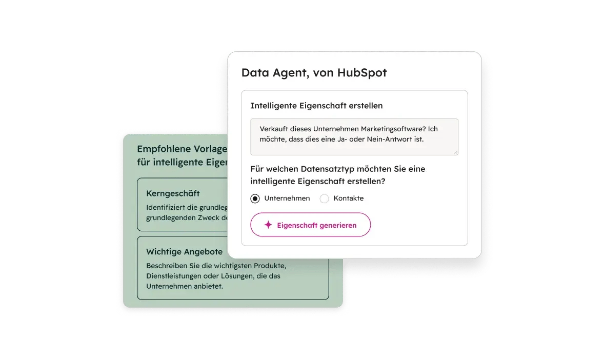 Benutzeroberfläche des Data Agent mit intelligenten Eigenschaften