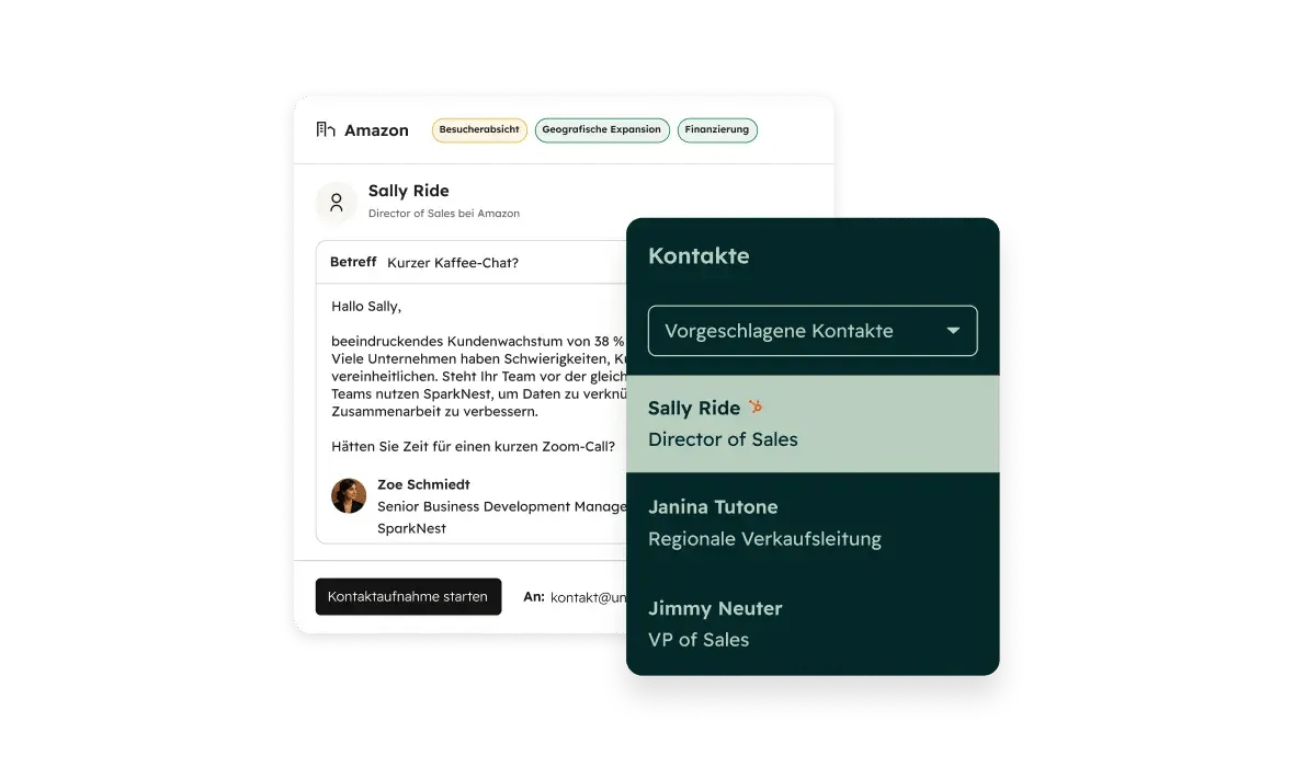 Benutzeroberfläche des Prospecting Agent mit Outreach-Funktion