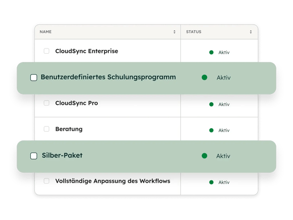 CPQ-Software von HubSpot: Produktliste