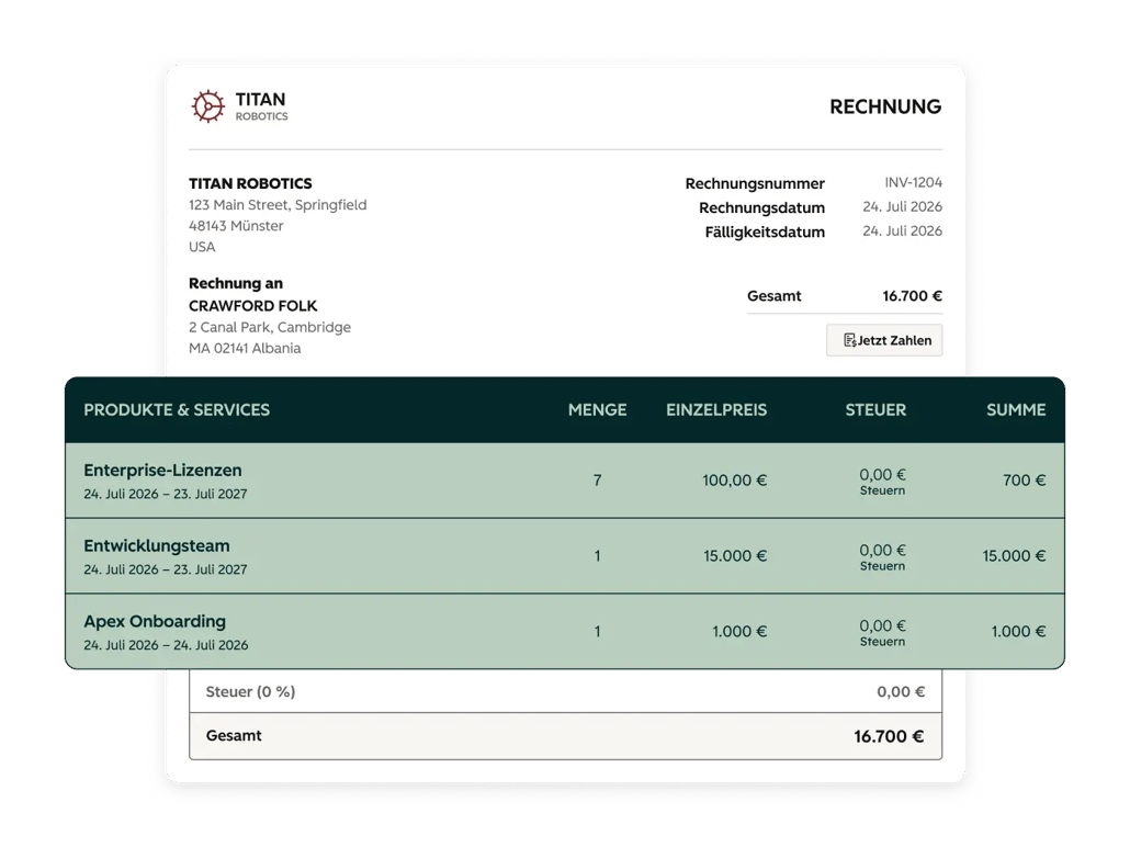 HubSpot kostenlose Rechnungen