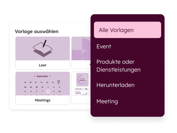 Auswahl unterschiedlicher Design Templates