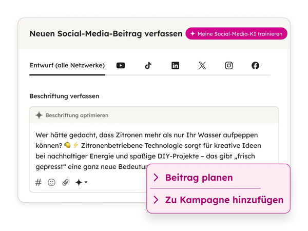 Social-Media-Management-Software von HubSpot: Social-Media-Beitraege erstellen