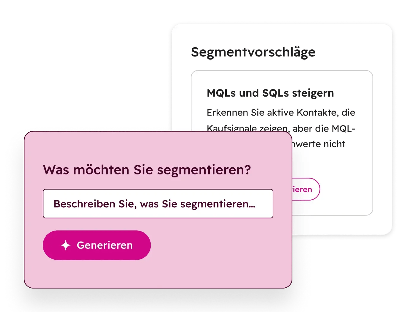 Marketing Hub: Segmentauswahl und -vorschlaege