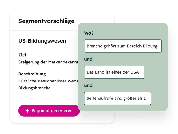 Marketing Hub Zielgruppensegmentierung: Segentvorschlaege