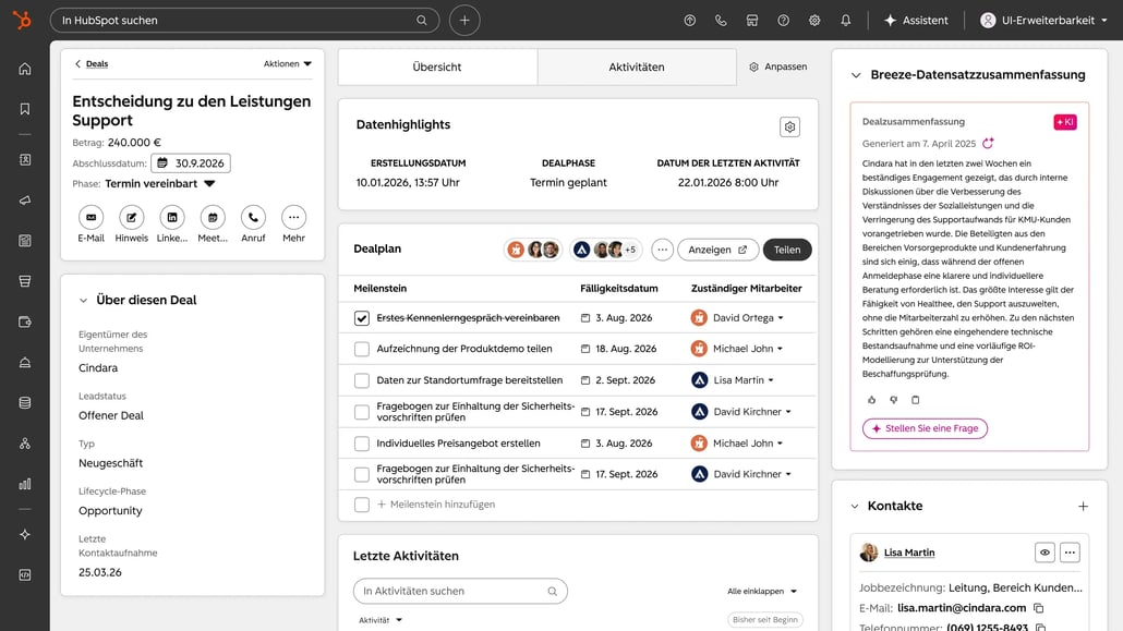 Mutual Action Plan in HubSpot Screenshot