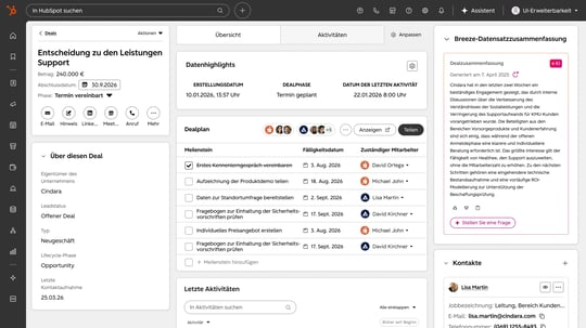 Mutual Action Plan in HubSpot Screenshot