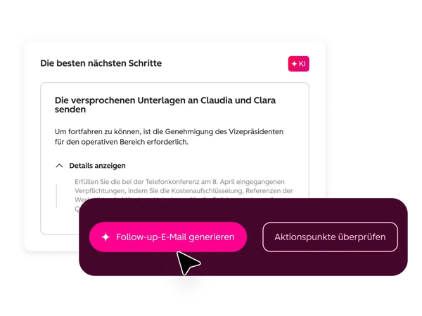 E-Mail mit den naechsten Schritten