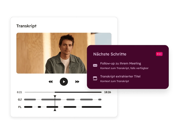 UI des KI-Meeting-Assistenten in Sales Hub