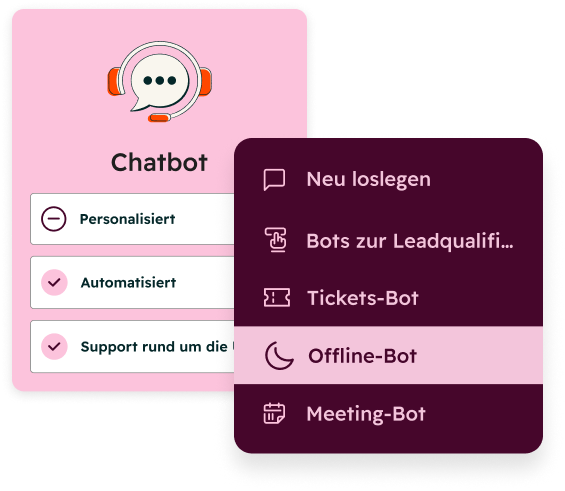 HubSpot Chatbot-Designer – Übersicht der Live-Chat-Automatisierung