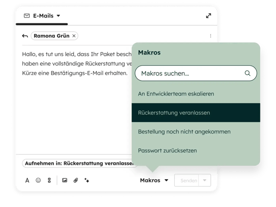 Service Hub - Makros in Helpdesk