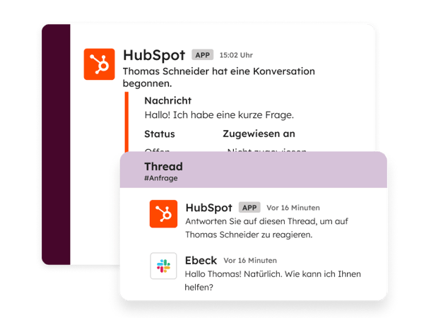HubSpot Live Chat – Slack-Integration für mobile Benachrichtigungen