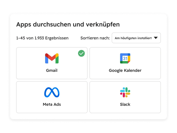 CRM-Software von HubSpot: Die vereinfachte Benutzeroberflaeche von HubSpot Verknuepfungen