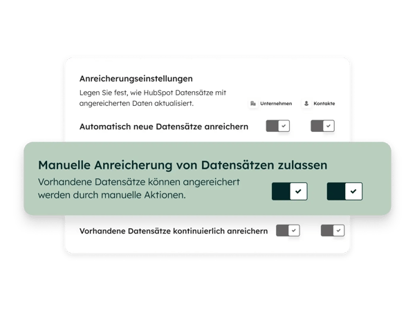 Datenanreicherung von HubSpot: Einstellungen
