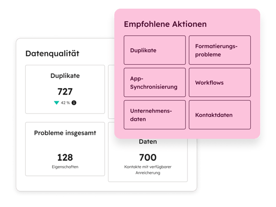 SUI des Smart CRM von HubSpot mit Anzeige der Datenqualitaet