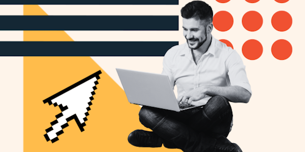 mann sitzt am laptop und plant die technische umsetzung einer e-commerce website