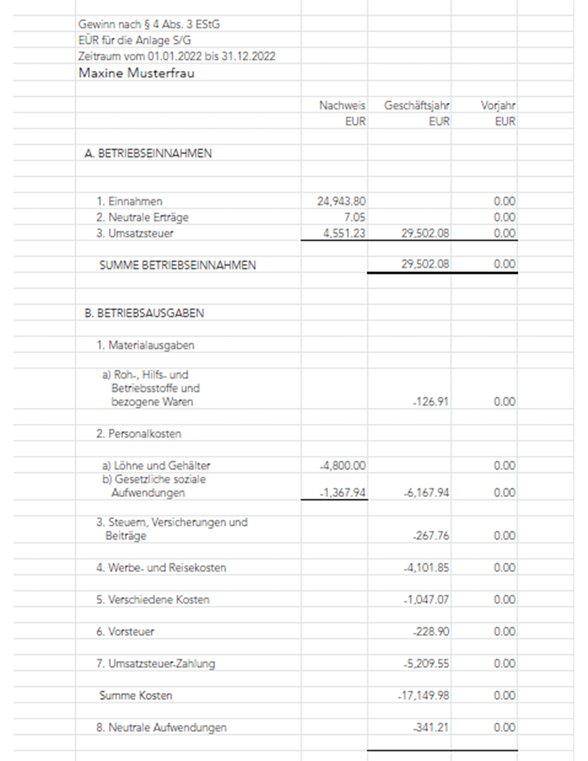 Cash Basis Accounting Screenshot Excel 2